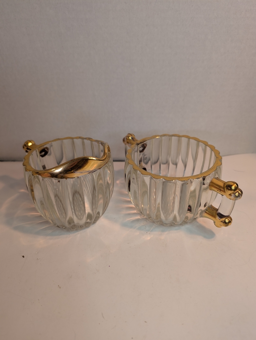 Jeannette National Clear Gold Accents Open Sugar & Creamer Set